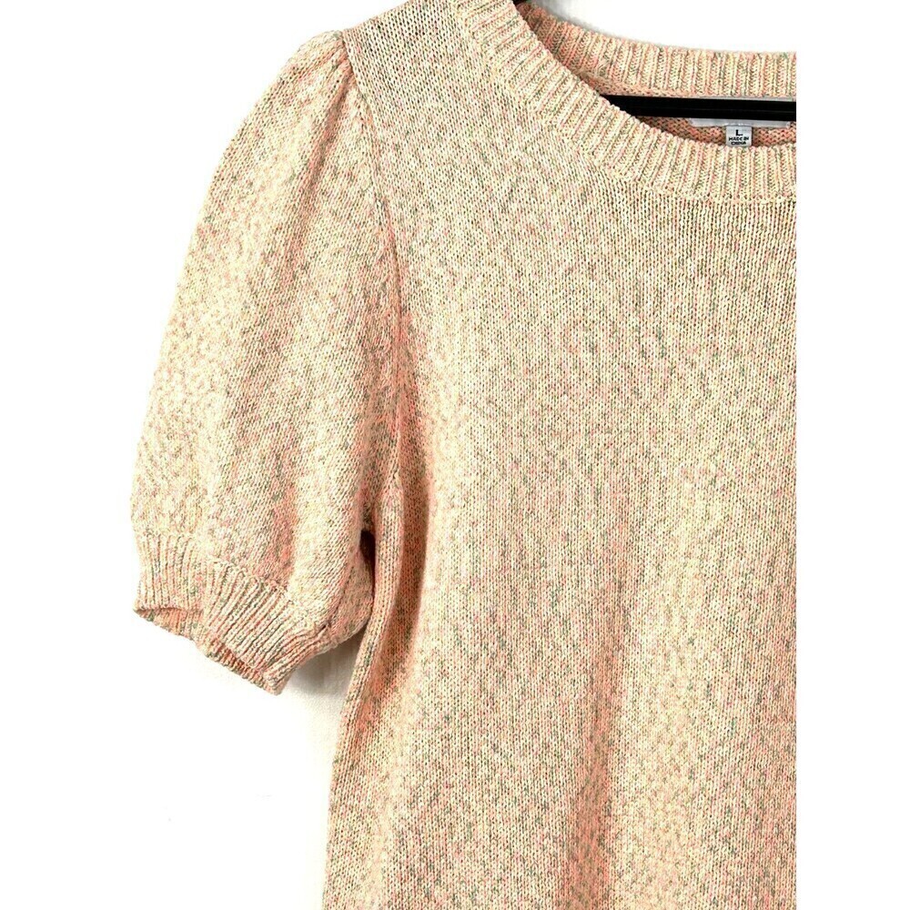 Fate Women Sz L Sweater Peach Puff Short Sleeve Crew Neck Cotton Blend Knit R3 - Picture 8 of 12